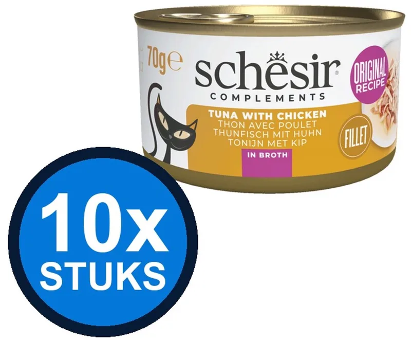 10x Schesir - Complementary - Kattenvoer - Bouillon in blik - Tonijn & Kip - 70g by Schesir – product photo