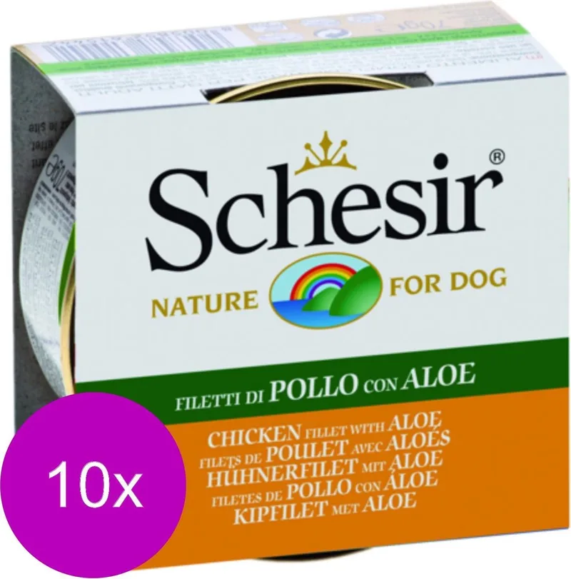 10x Schesir Hondenvoer Blik Jelly Kip en Aloë 150 gr von Schesir – Produktfoto