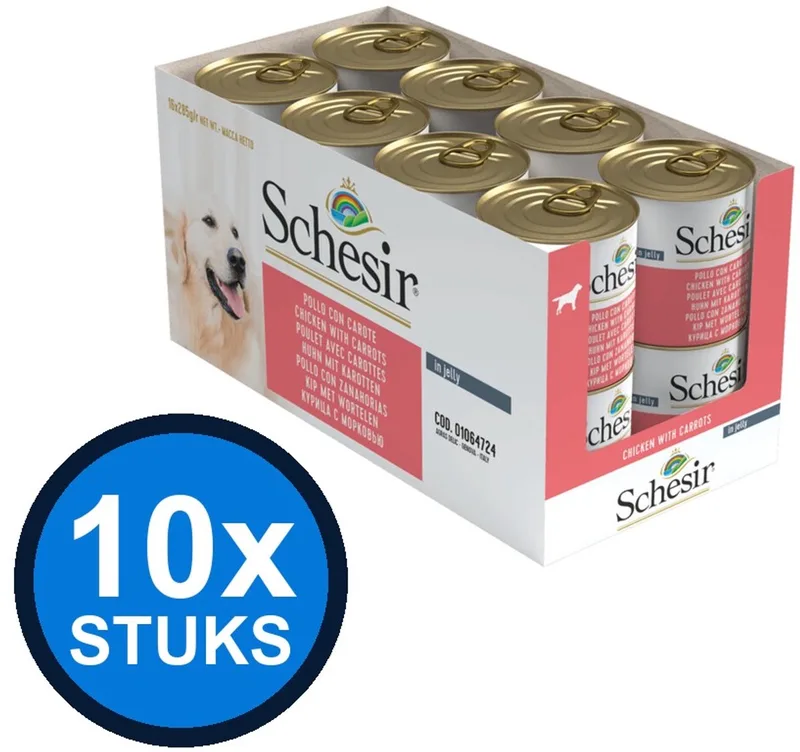 10x Schesir - Hondenvoer - Gelei in blik - Kip & Wortel - 285g de Schesir – photo produit