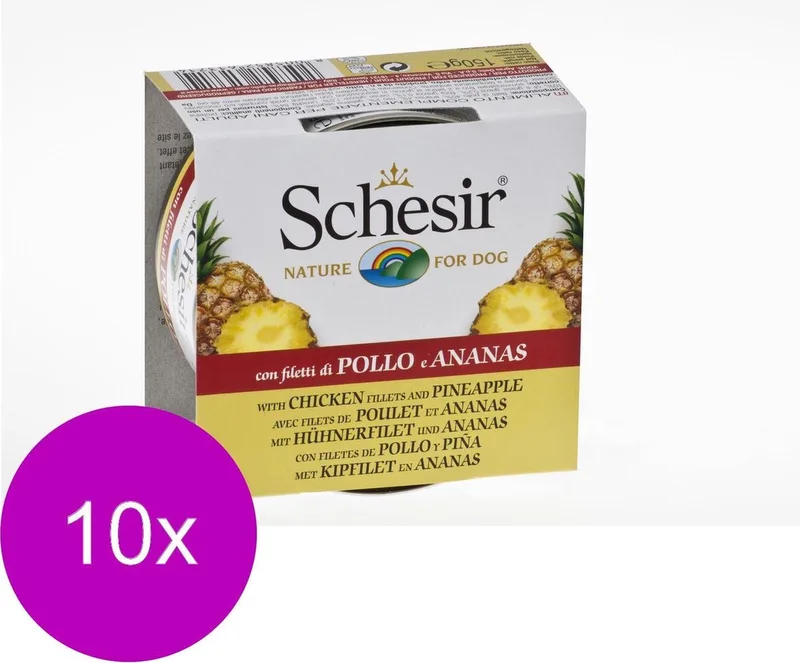 10x Schesir Hondenvoer Kip - Ananas 150 gr fra Schesir – produktbillede