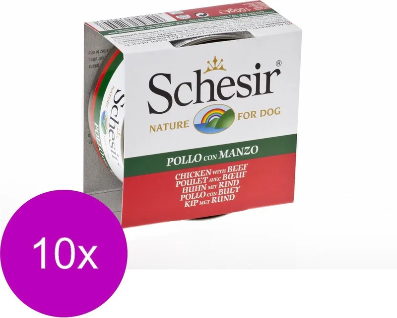 10x Schesir Hondenvoer Kipfilet en Rundvlees in Gelei 150 gr by Schesir – product photo