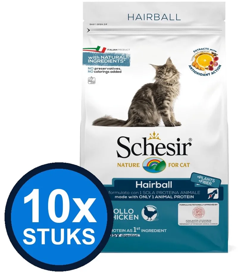 10x Schesir - Kattenvoer - Droogvoer - Hairball Kip - 400g von Schesir – Produktfoto