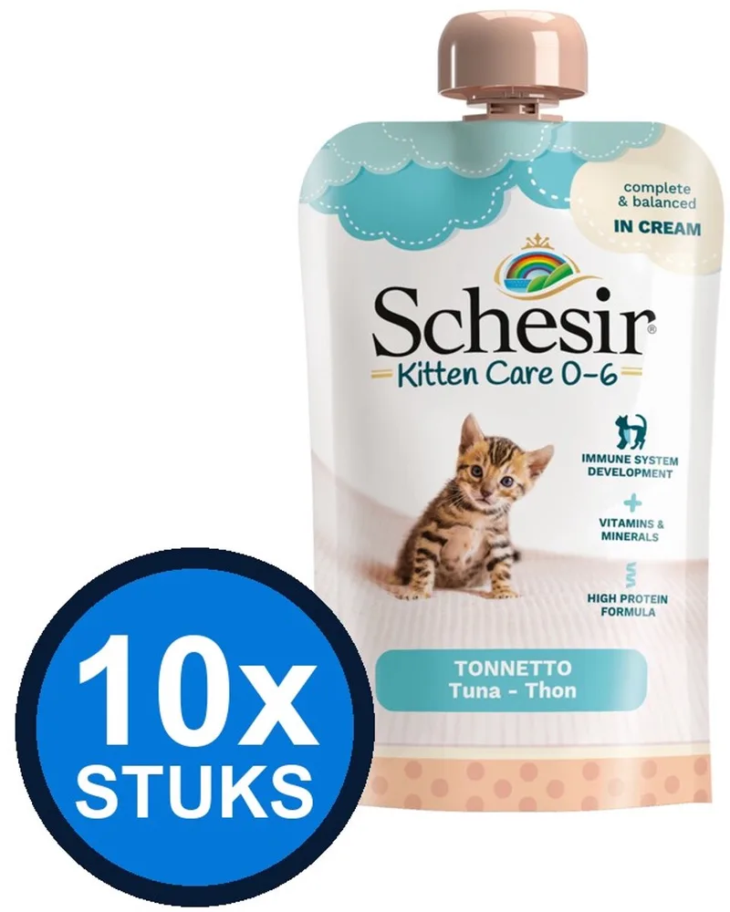 10x Schesir - Kitten Care 0-6 - Kattenvoer - Natvoer in zakje - Cream Tonijn - 150g de Schesir – photo produit