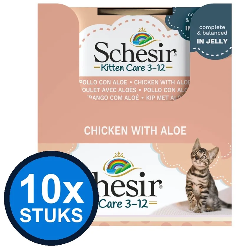 10x Schesir - Kitten Care 3-12 - Kattenvoer - Gelei in zakje - Kip - 85g de Schesir – photo produit