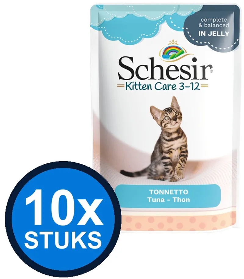 10x Schesir - Kitten Care 3-12 - Kattenvoer - Gelei in zakje - Tonijn - 85g von Schesir – Produktfoto