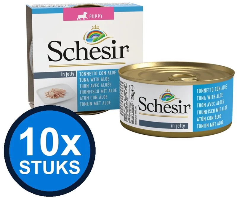 10x Schesir - Puppy - Hondenvoer - Gelei in blik - Tonijn & Aloe - 150g de Schesir – photo produit