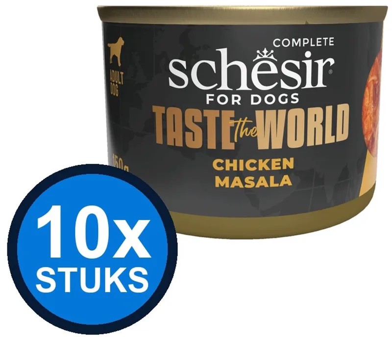 10x Schesir - Taste The World - Hondenvoer - Natvoer in blik - Kip Masala - 150g von Schesir – Produktfoto