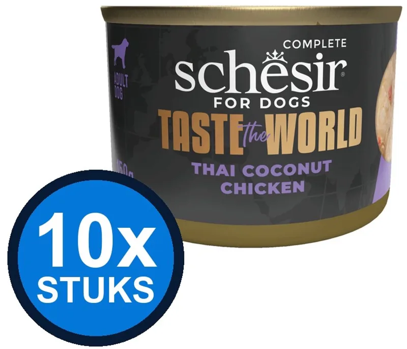 10x Schesir - Taste The World - Hondenvoer - Natvoer in blik - Kip Thai Coconut - 150g von Schesir – Produktfoto