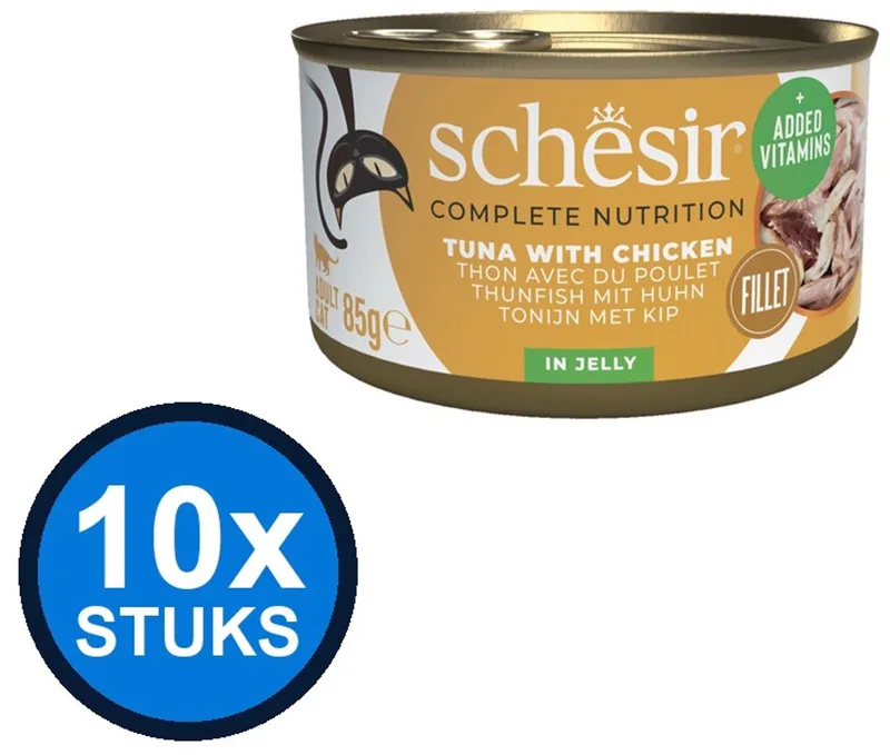 10x Schesir - Tonijn & Kip in Gelei - Kattenvoer Natvoer - 85g fra Schesir – produktbillede