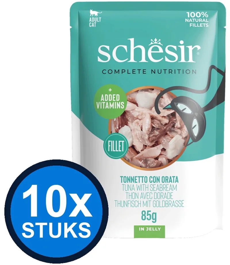 10x Schesir - Tonijn & Zeebrasem in Gelei - Kattenvoer Natvoer - 85g von Schesir – Produktfoto