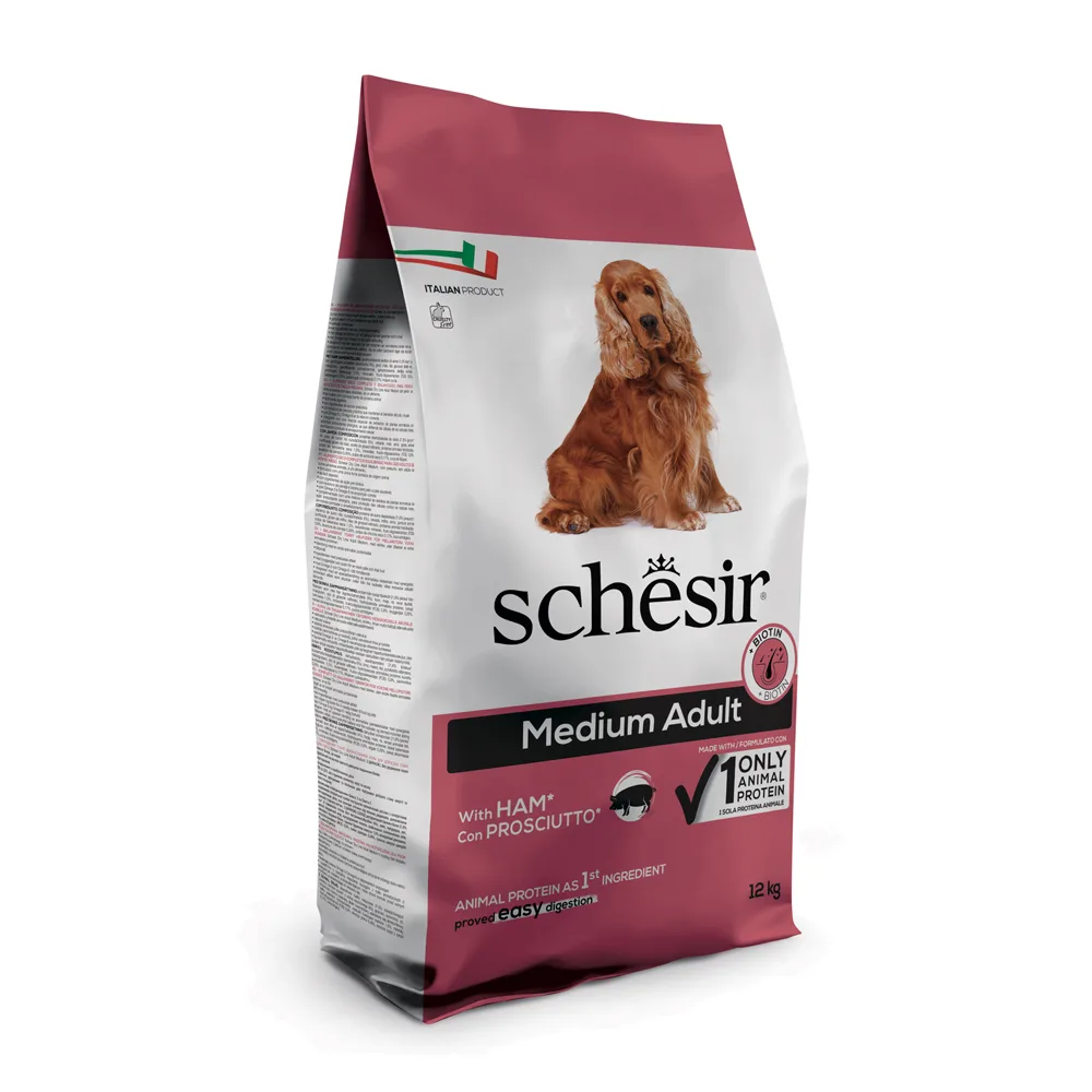 12 kg Schesir Dog Dry Medium/Large Maintenance Ham Droog Hondenvoer van Schesir – productfoto