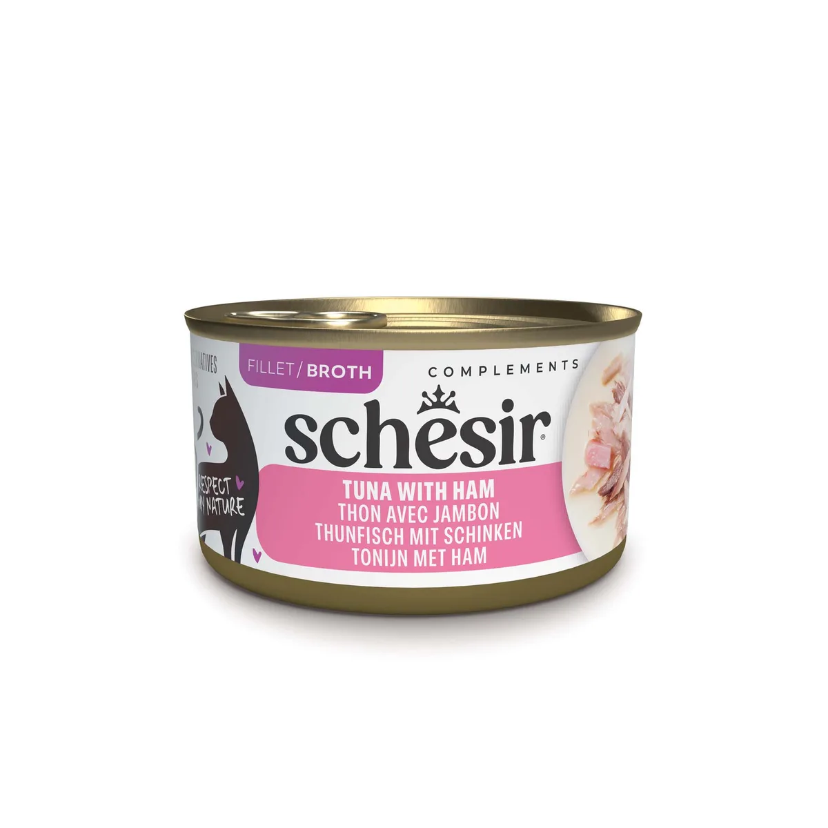 12x 70g Schesir Complements in Brühe Thunfisch mit Schinken Katzenfutter nass van Schesir – productfoto