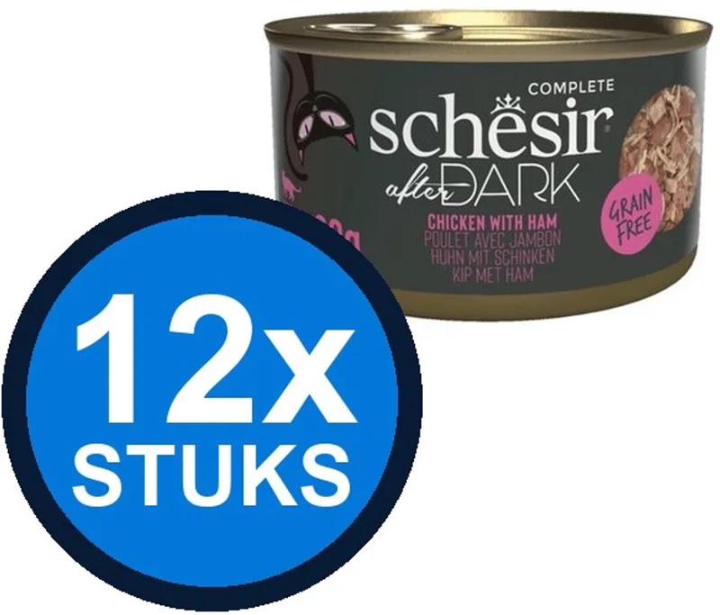 12x Schesir - After Dark - Kattenvoer - Bouillon in blik - Kip & Ham - 80g von Schesir – Produktfoto