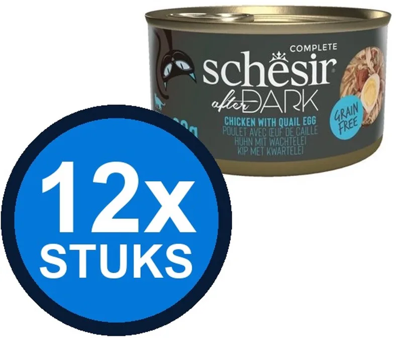 12x Schesir - After Dark - Kattenvoer - Bouillon in blik - Kip & Kwartelei - 80g de Schesir – photo produit