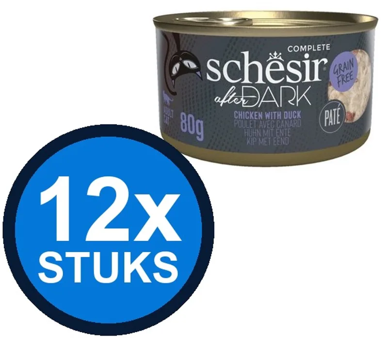 12x Schesir After Dark - Kip & Eend Paté - Kattenvoer Natvoer - 80g de Schesir – photo produit