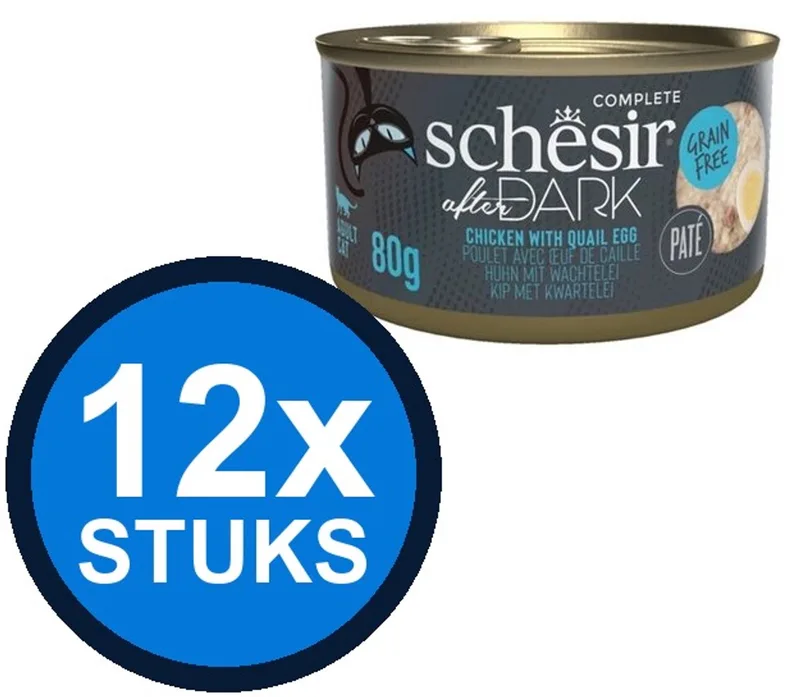12x Schesir After Dark - Kip & Kwartelei Paté - Kattenvoer Natvoer - 80g von Schesir – Produktfoto