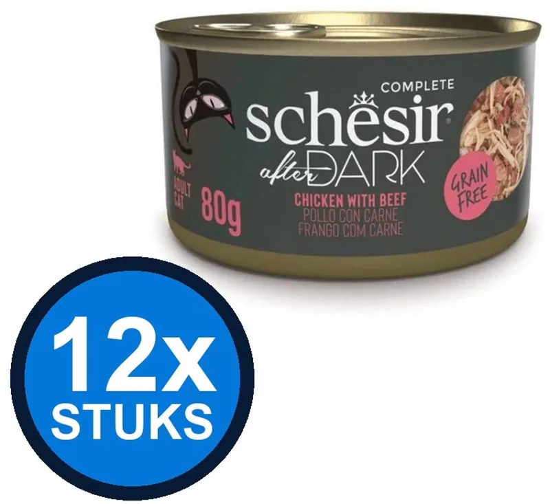12x Schesir After Dark - Kip & Rund in Bouillon - Kattenvoer Natvoer - 80g von Schesir – Produktfoto