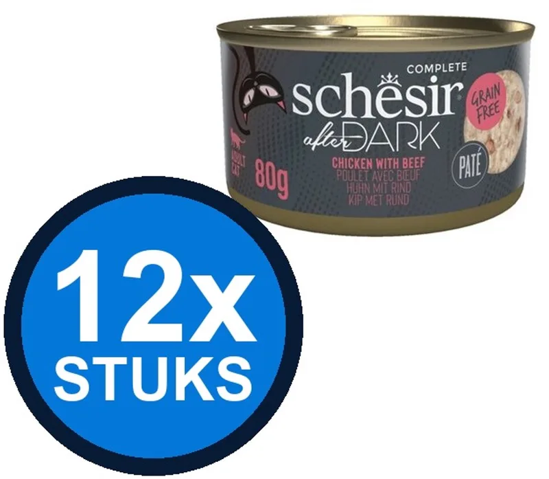 12x Schesir After Dark - Kip & Rund Paté - Kattenvoer Natvoer - 80g de Schesir – photo produit