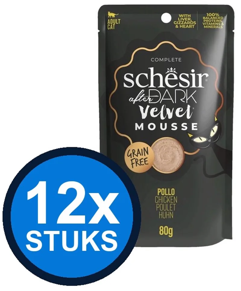 12x Schesir - After Dark Velvet - Kattenvoer - Mousse in zakje - Kip - 80g von Schesir – Produktfoto