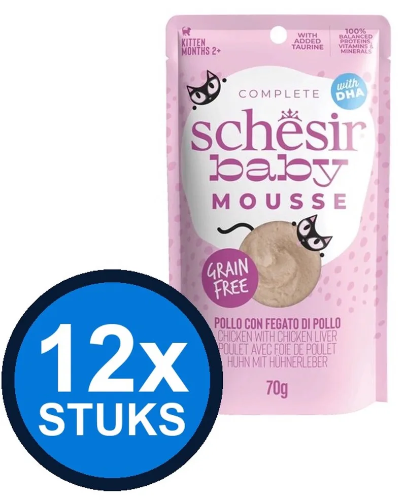 12x Schesir Baby Kitten Mousse - Kip - Kattenvoer Natvoer - 70g by Schesir – product photo