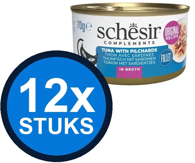 12x Schesir - Complementary - Kattenvoer - Bouillon in blik - Tonijn & Sardines - 70g by Schesir – product photo