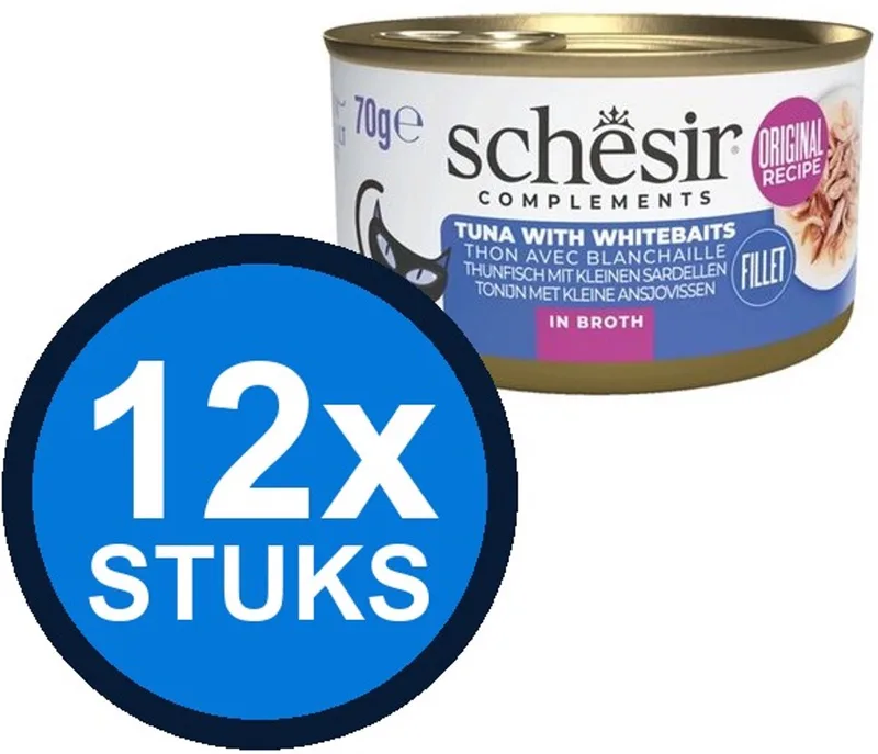 12x Schesir - Complementary - Kattenvoer - Bouillon in blik - Tonijn & Witvis - 70g by Schesir – product photo