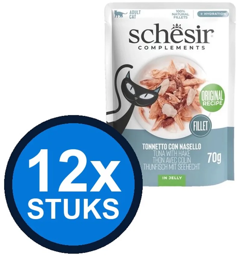 12x Schesir - Complementary - Kattenvoer - Gelei in zakje - Tonijn & Heek - 70g by Schesir – product photo