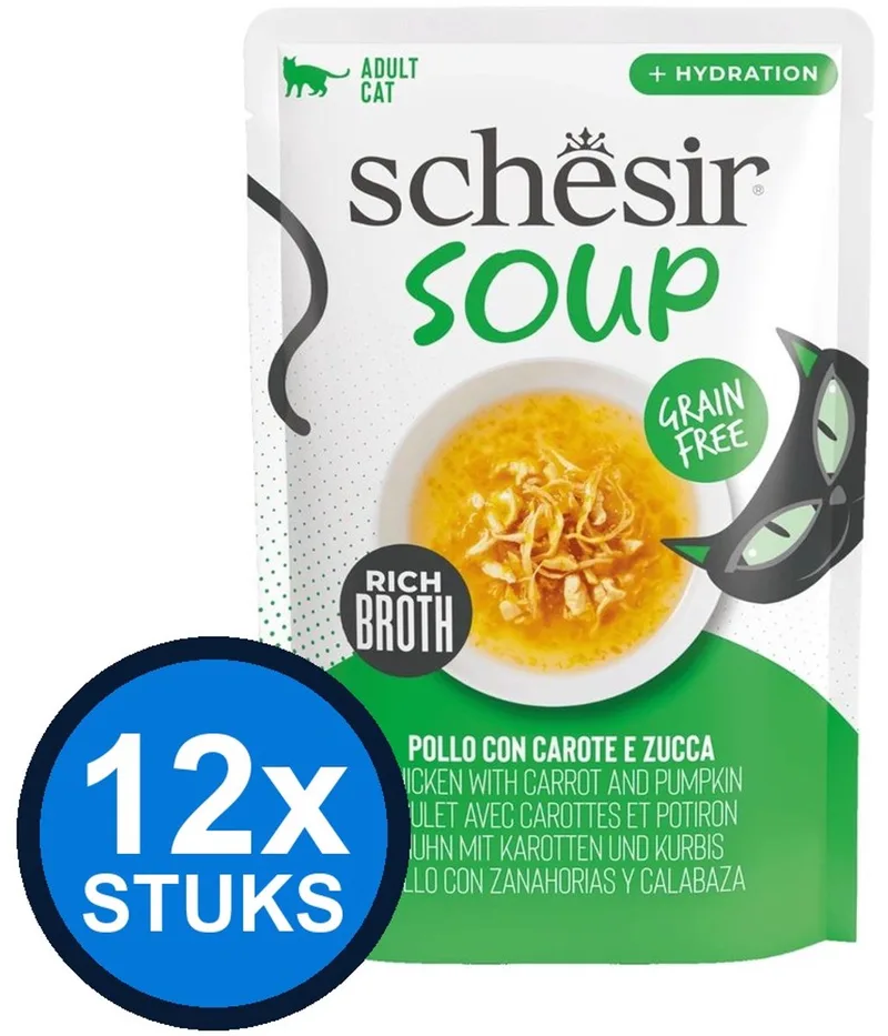 12x Schesir - Complementary - Kattenvoer - Soep in zakje - Kip & Pompoen - 40g von Schesir – Produktfoto
