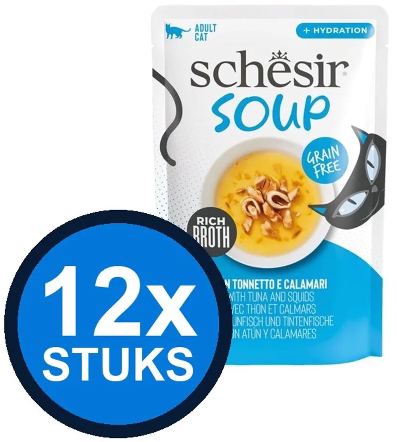 12x Schesir - Complementary - Kattenvoer - Soep in zakje - Tonijn & Inktvis - 40g de Schesir – photo produit