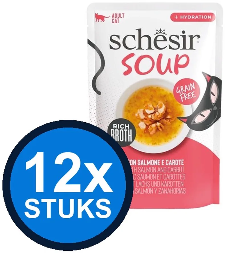 12x Schesir - Complementary - Kattenvoer - Soep in zakje - Zalm & Wortel - 40g von Schesir – Produktfoto