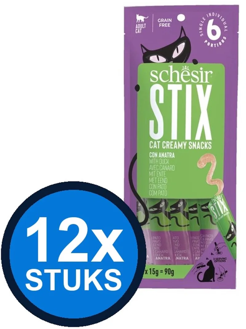 12x Schesir - Kattensnack - Eend - 6x15g von Schesir – Produktfoto