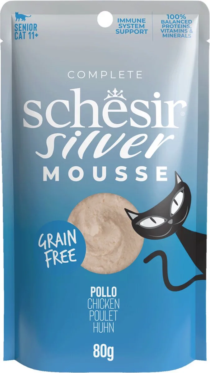12x Schesir Silver Kat Mousse Kip 80 gr fra Schesir – produktbillede