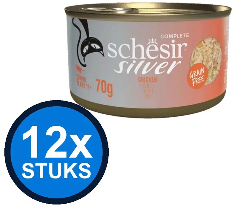 12x Schesir Silver Senior Bouillon - Kip - Kattenvoer Natvoer - 70g de Schesir – photo produit