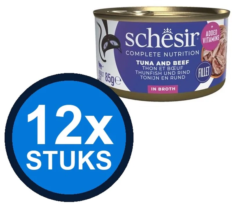 12x Schesir - Tonijn & Rund in Bouillon - Kattenvoer Natvoer - 85g von Schesir – Produktfoto