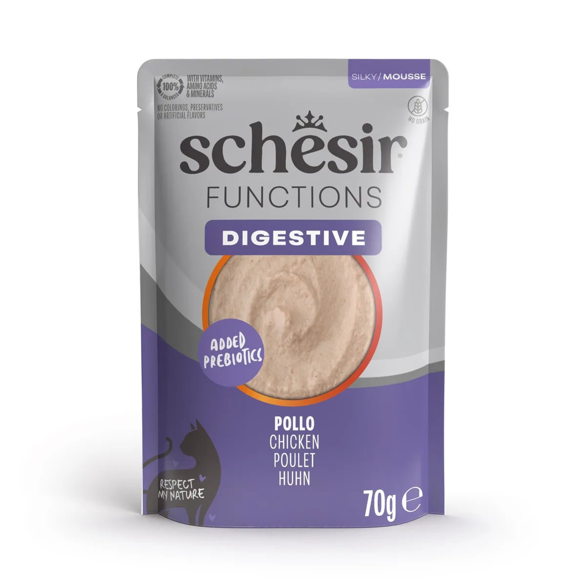 12x70g Digestive Kip Schesir Functions Mousse nat kattenvoer by Schesir – product photo