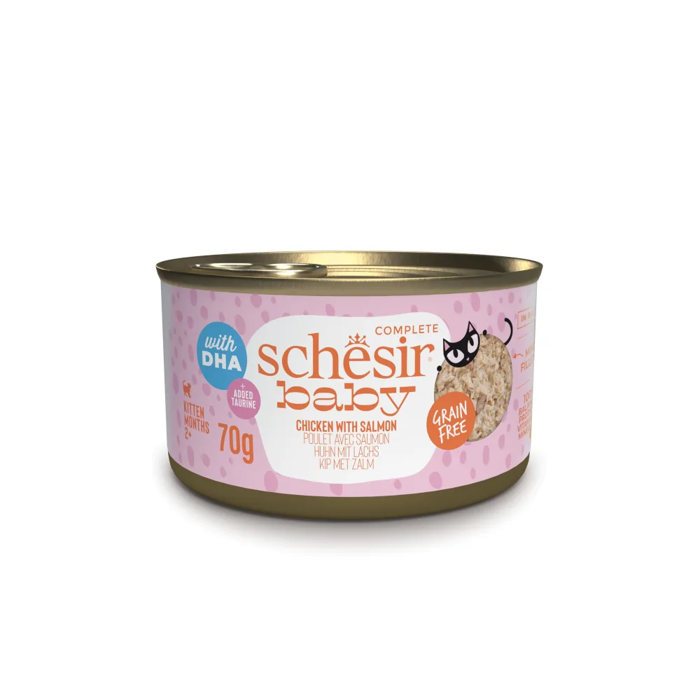 12x70g Schesir Baby Kip Zalm natvoer voor katten van Schesir – productfoto