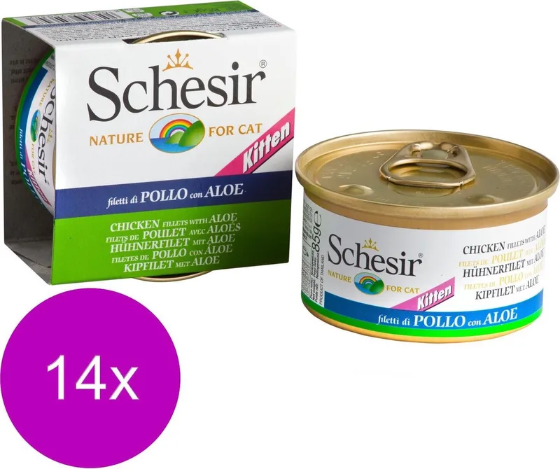 14x Schesir Kattenvoer Kitten 3-12 Kip - Aloe in Gelei 85 gr by Schesir – product photo