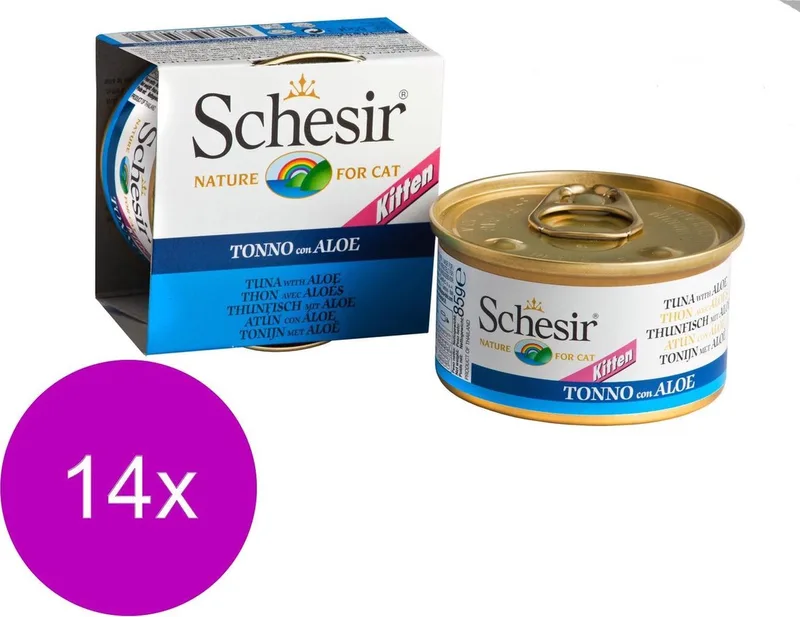 14x Schesir Kattenvoer Kitten 3-12 Tonijn - Aloe in Gelei 85 gr by Schesir – product photo