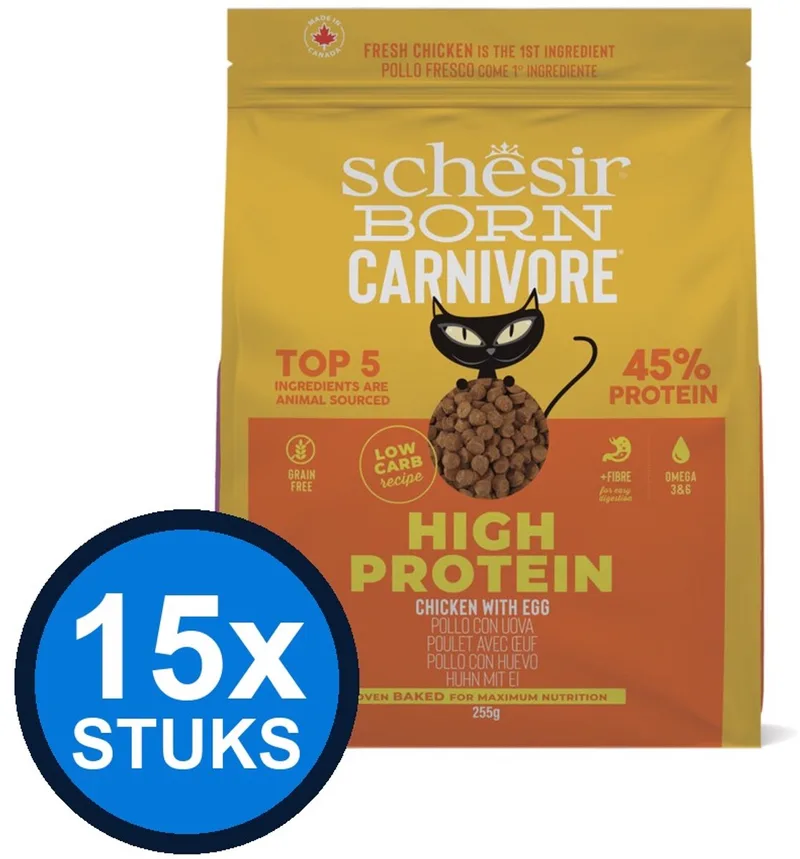 15x Schesir - Born Carnivore - Kattenvoer - Droogvoer - Kip & Ei - 255g de Schesir – photo produit