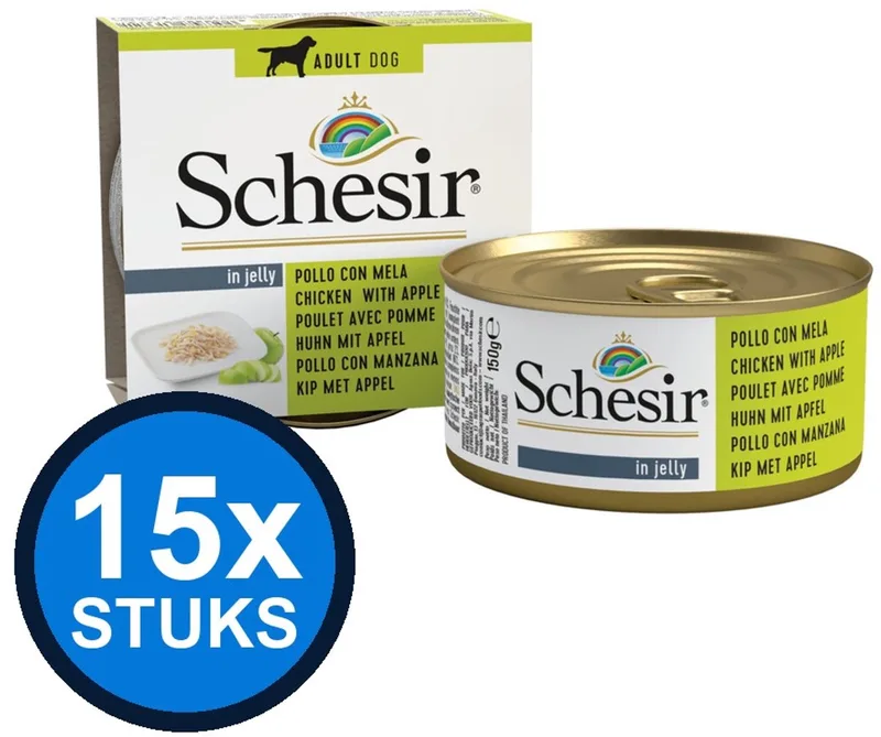15x Schesir - Hondenvoer - Gelei in blik - Kip & Appel - 150g by Schesir – product photo