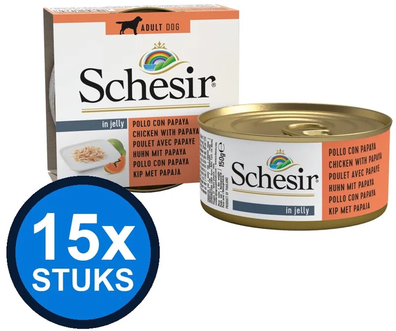 15x Schesir - Hondenvoer - Gelei in blik - Kip & Papaya - 150g de Schesir – photo produit