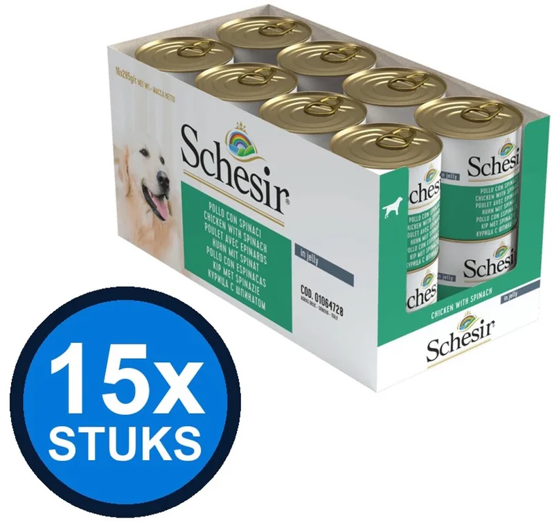 15x Schesir - Hondenvoer - Gelei in blik - Kip & Spinazie - 285g de Schesir – photo produit