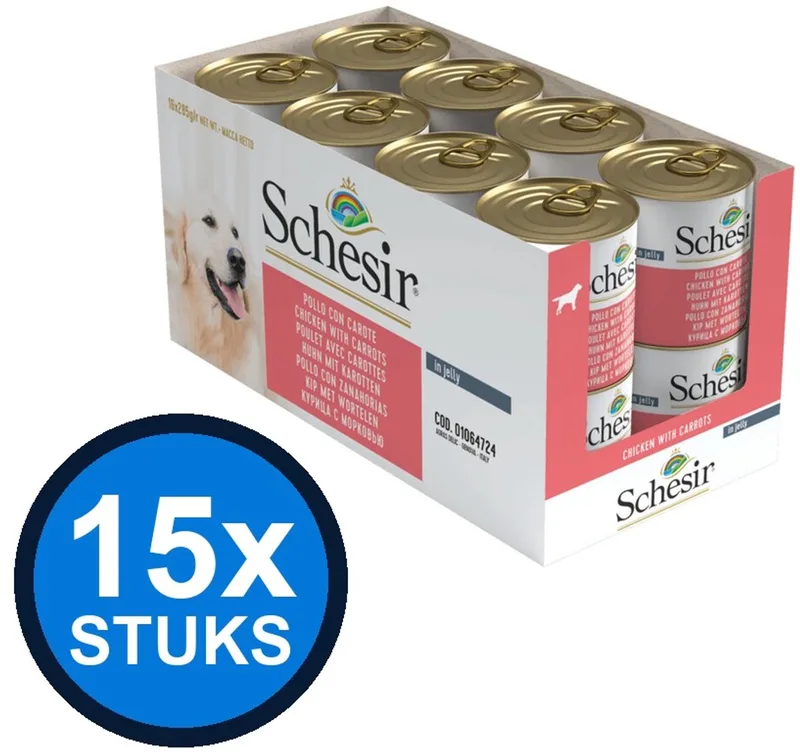15x Schesir - Hondenvoer - Gelei in blik - Kip & Wortel - 285g von Schesir – Produktfoto