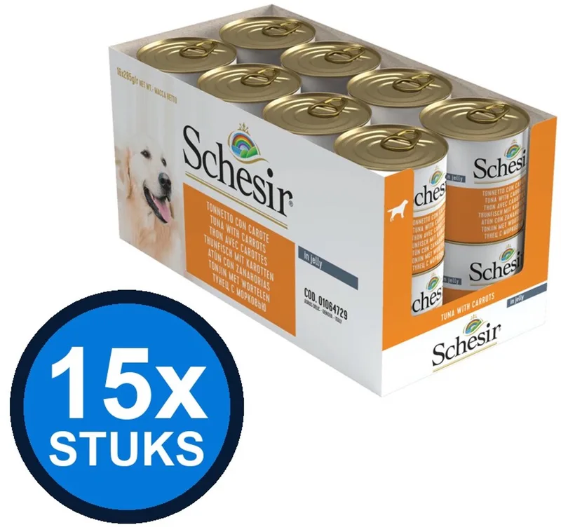 15x Schesir - Hondenvoer - Gelei in blik - Tonijn & Wortel - 285g von Schesir – Produktfoto