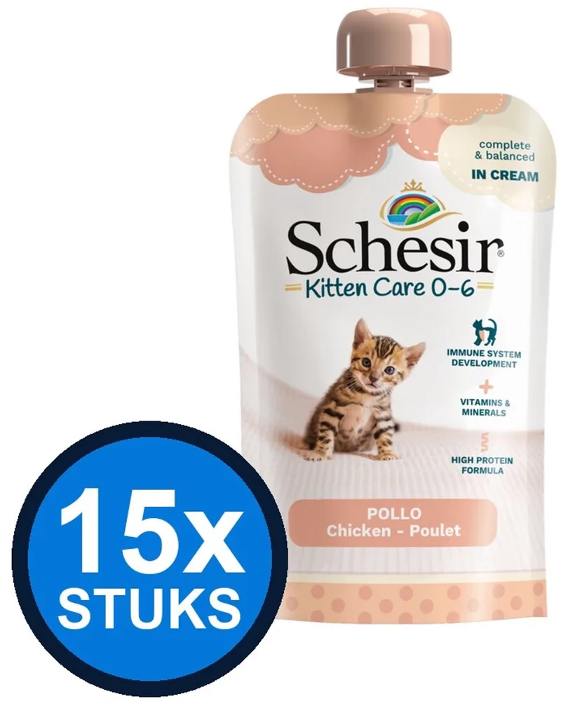15x Schesir - Kitten Care 0-6 - Kattenvoer - Natvoer in zakje - Cream Kip - 150g by Schesir – product photo