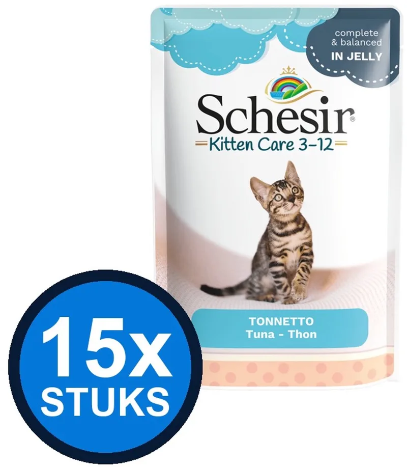 15x Schesir - Kitten Care 3-12 - Kattenvoer - Gelei in zakje - Tonijn - 85g by Schesir – product photo