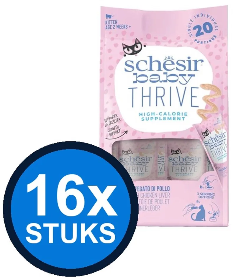 16x Schesir - Baby Thrive Kitten - Kattenvoer - Mousse in zakje - Kip Supplement - 20x8g by Schesir – product photo