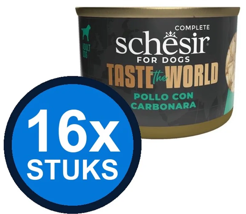 16x Schesir - Taste The World - Hondenvoer - Natvoer in blik - Kip Carbonara - 150g de Schesir – photo produit
