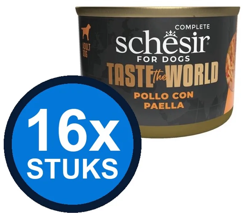16x Schesir - Taste The World - Hondenvoer - Natvoer in blik - Kip Paella - 150g by Schesir – product photo