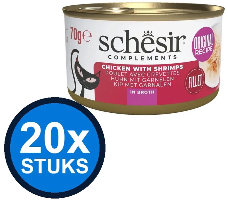 20x Schesir - Complementary - Kattenvoer - Bouillon in blik - Kip & Garnalen - 70g by Schesir – product photo